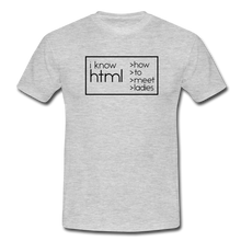 Lade das Bild in den Galerie-Viewer, I Know HTML T-Shirt Weiß - heather grey
