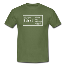 Lade das Bild in den Galerie-Viewer, I Know HTML T-Shirt Schwarz - Militärgrün
