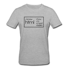 Lade das Bild in den Galerie-Viewer, I Know HTML Bio T-Shirt - Grau meliert
