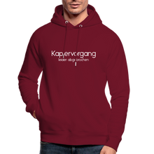 Lade das Bild in den Galerie-Viewer, Kapiervorgang Abgebrochen Bio Hoodie - Burgunderrot
